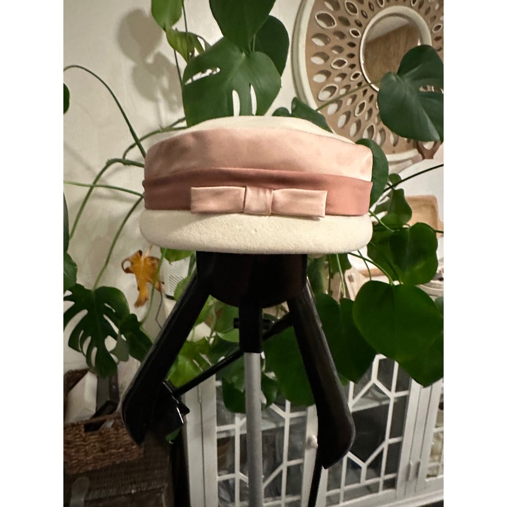 Classic Cream and Blush Bow Baker Boy Hat